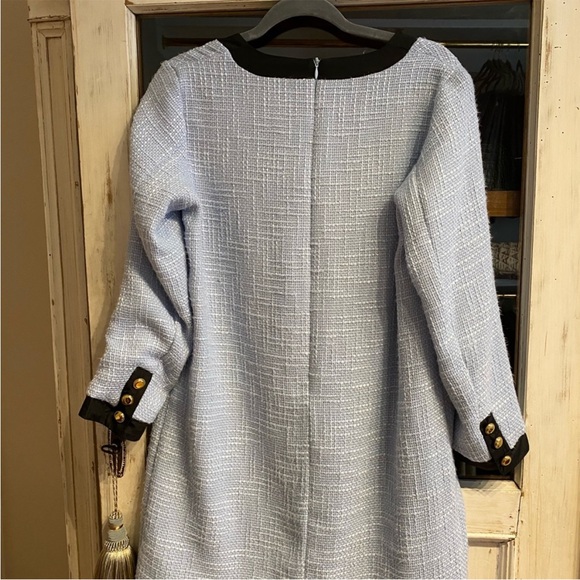 Tuckernuck Light Blue Bouclé Dress with Black Trim and Bow - Picture 6 of 6